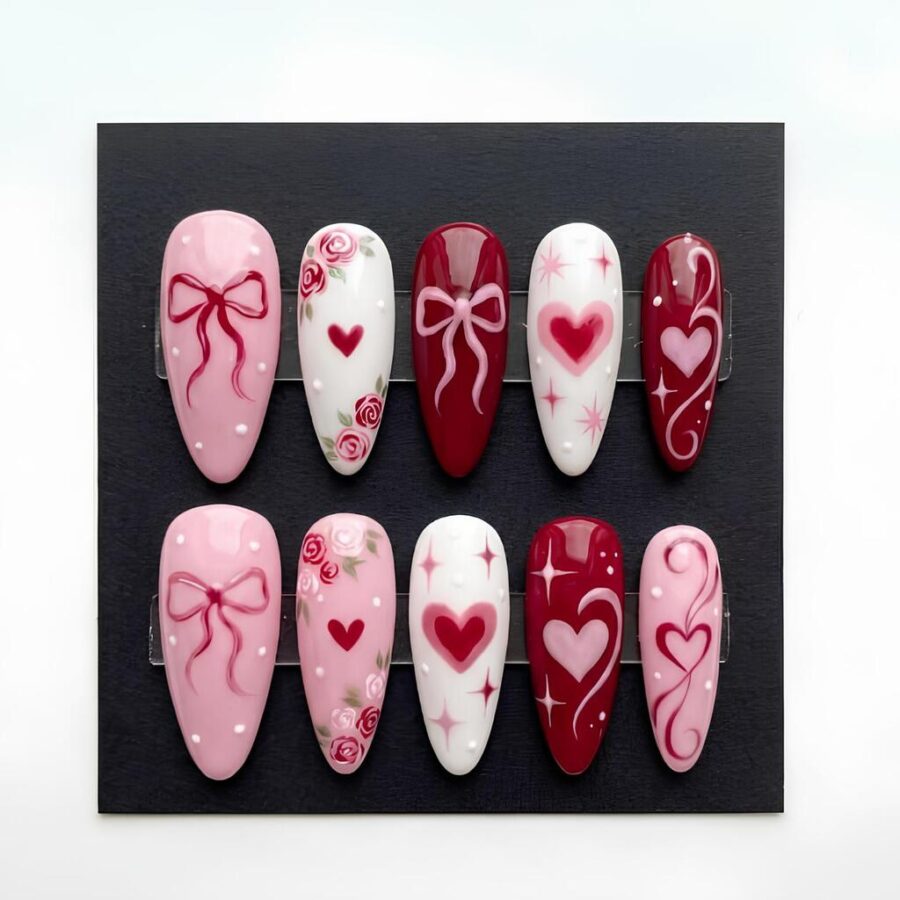 Custom 3D Printed Nail Valentine Set #001